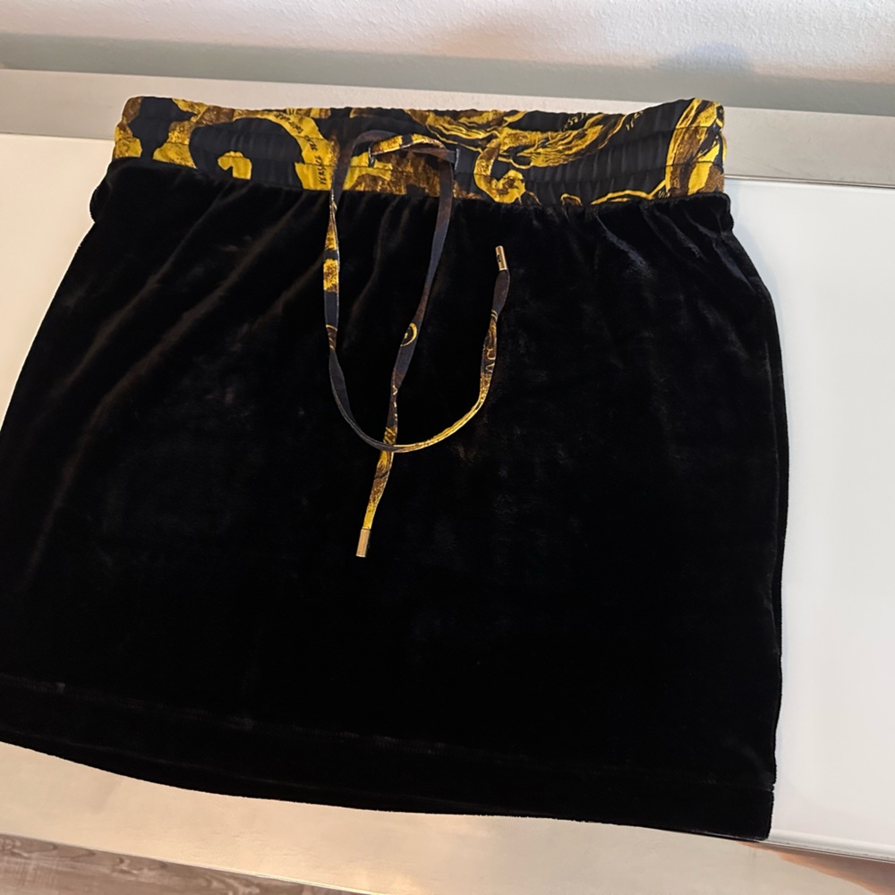 Versace Jeans Collection Velvet Black Mini Skirt - Picture 9 of 9